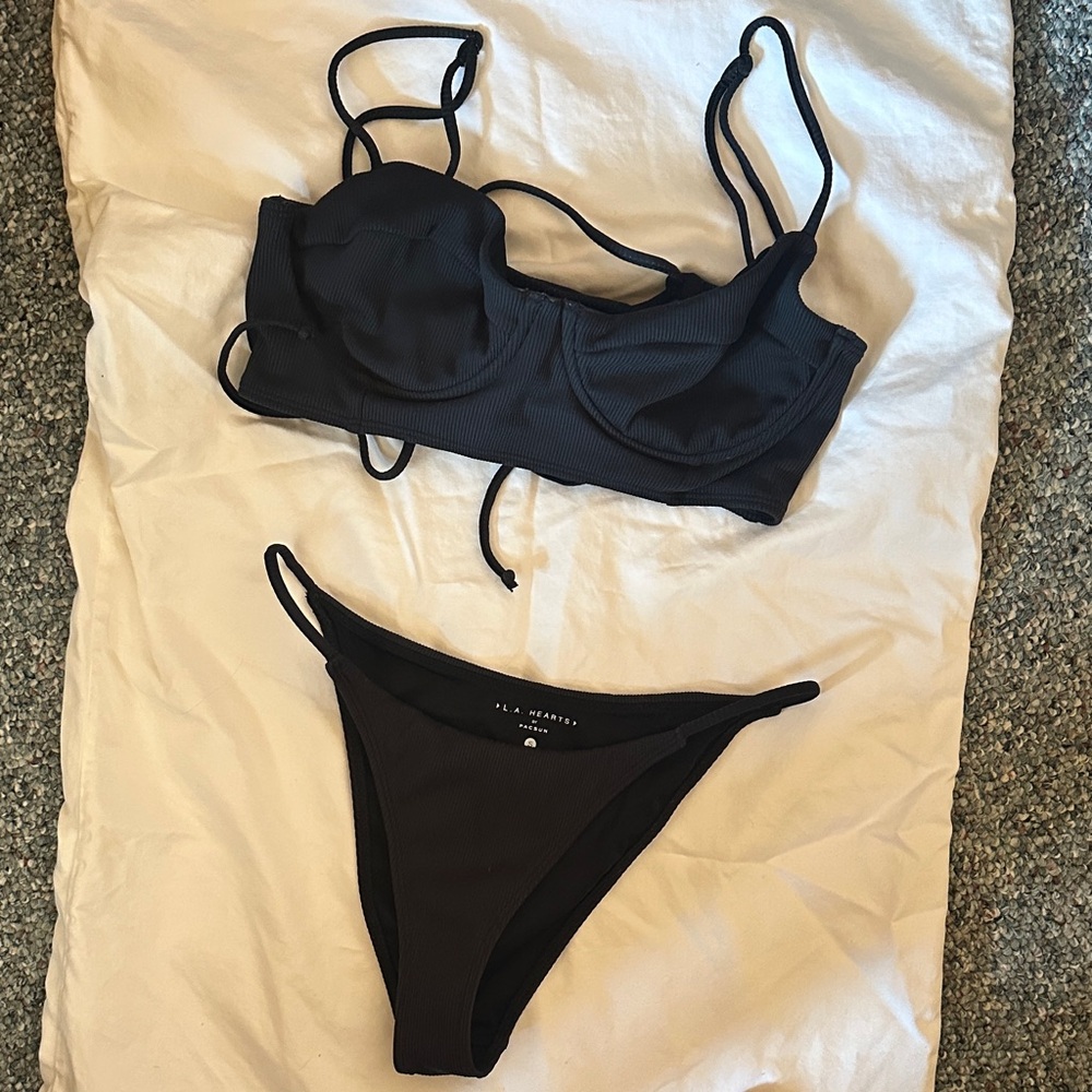 LA Hearts High Waist Black Bikini